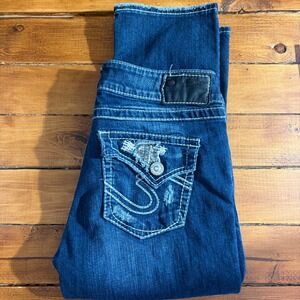 Silver Jeans Co Suki Capri Jeans Women's 29 Distressed Embellished Flap Pockets